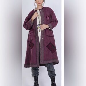 Women's magenta Long fleece Coat